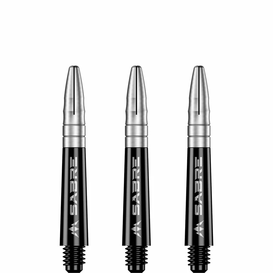 Mission Sabre Shafts - Polycarbonate Dart Stems - Black - Silver Top - Short