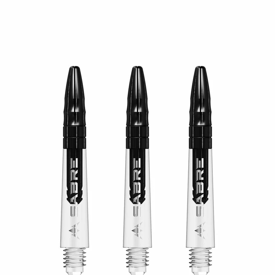 Mission Sabre Shafts - Polycarbonate Dart Stems - Clear - Black Top - Short