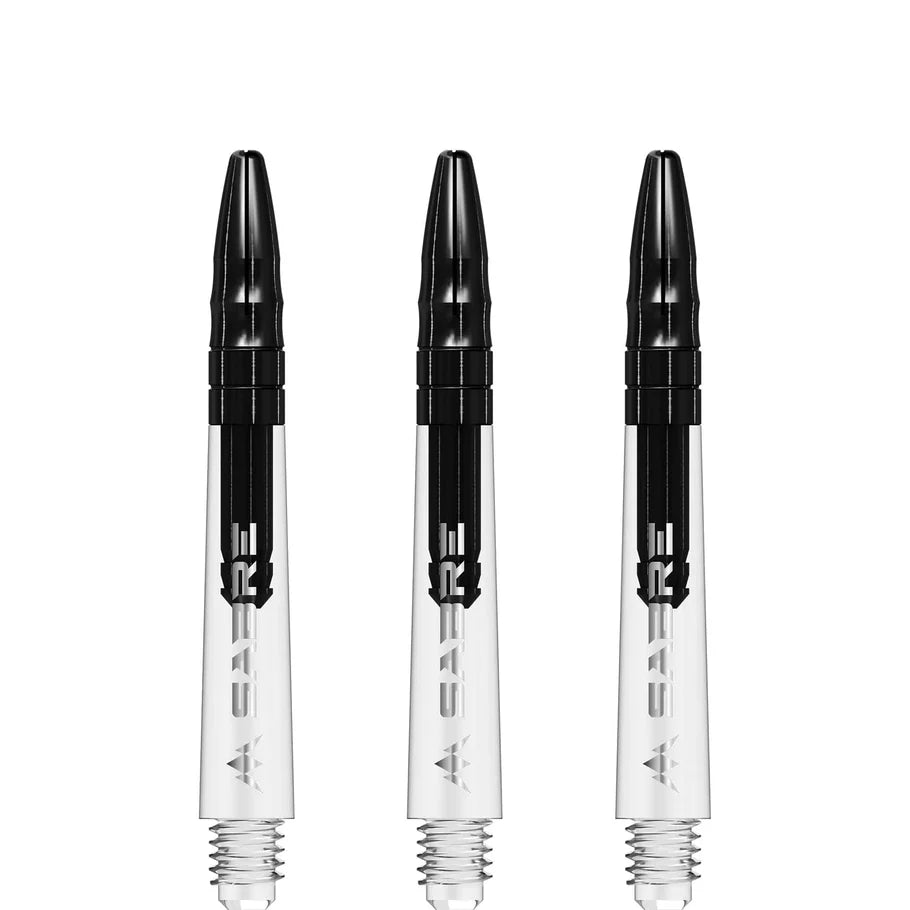 Mission Sabre Shafts - Polycarbonate Dart Stems - Clear - Black Top - Tweenie