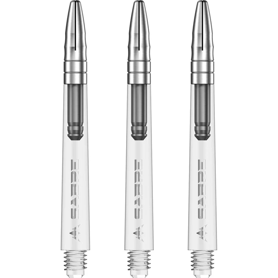 Mission Sabre Shafts - Polycarbonate Dart Stems - Clear - Silver Top - Medium