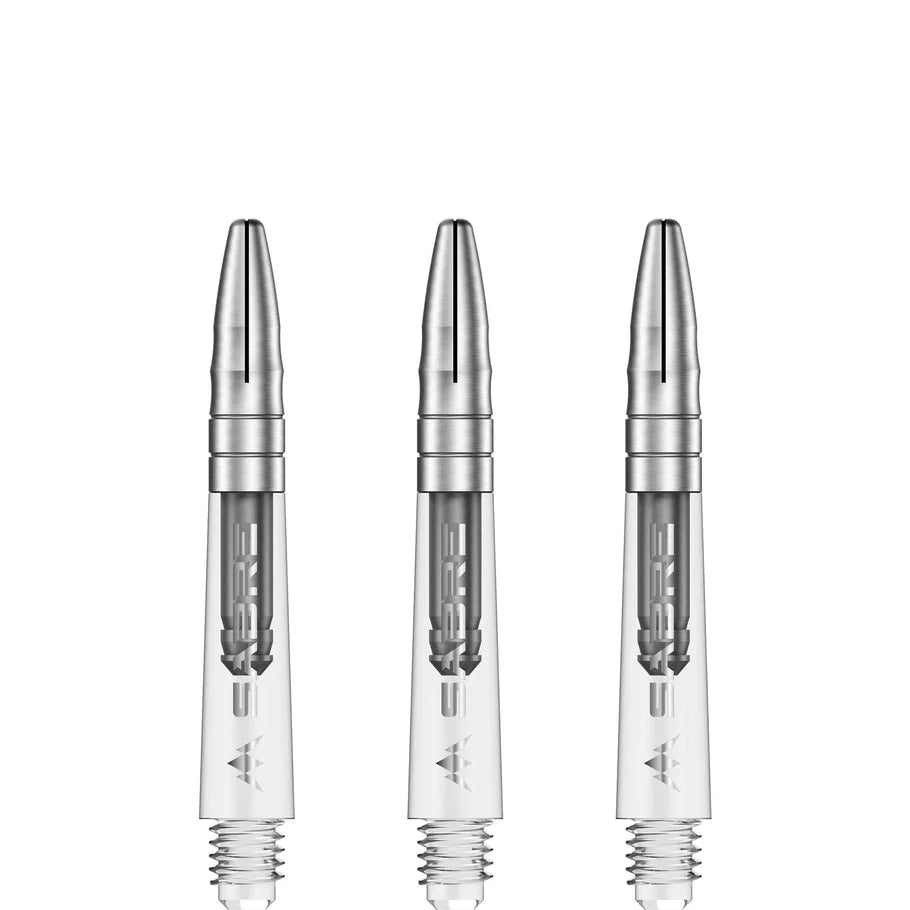 Mission Sabre Shafts - Polycarbonate Dart Stems - Clear - Silver Top - Short