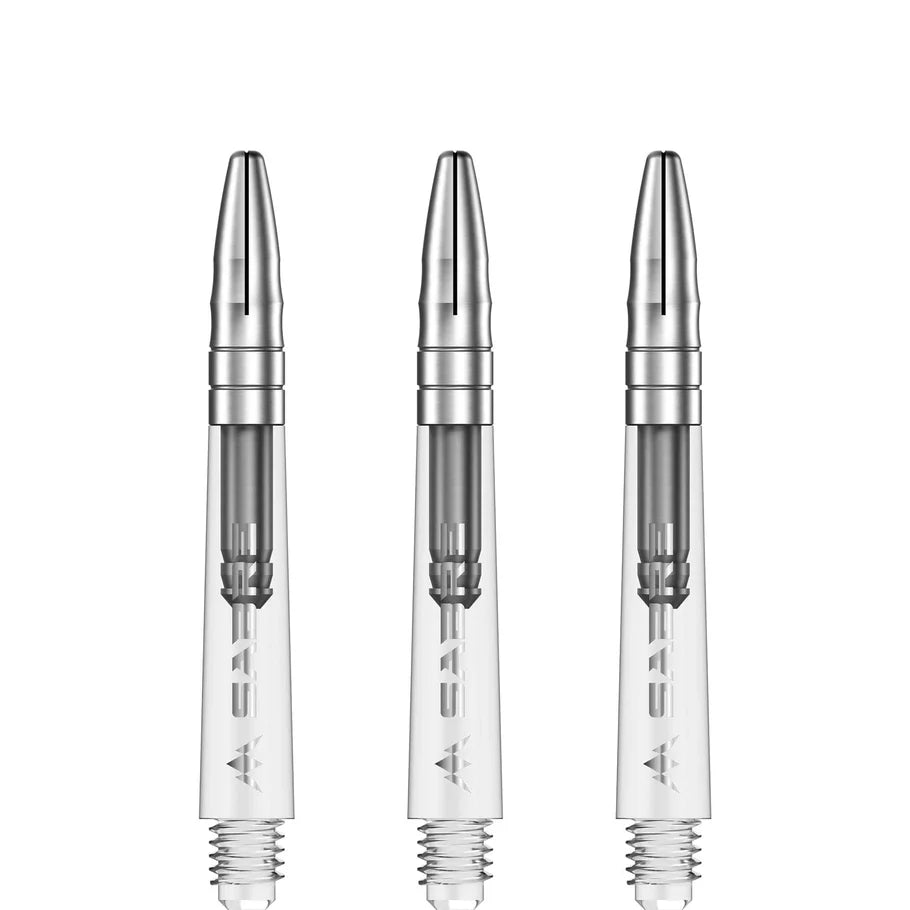Mission Sabre Shafts - Polycarbonate Dart Stems - Clear - Silver Top - Tweenie