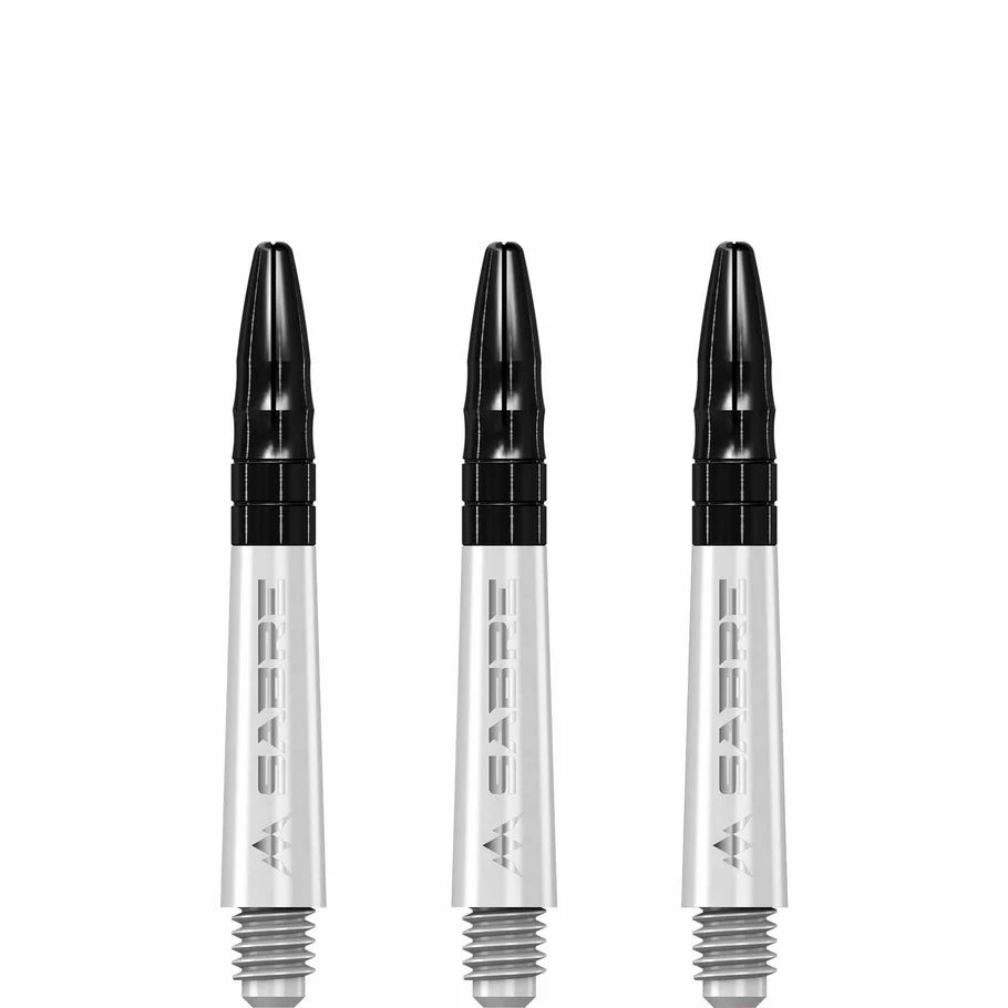 Mission Sabre Shafts - Polycarbonate Dart Stems - White - Black Top - Short