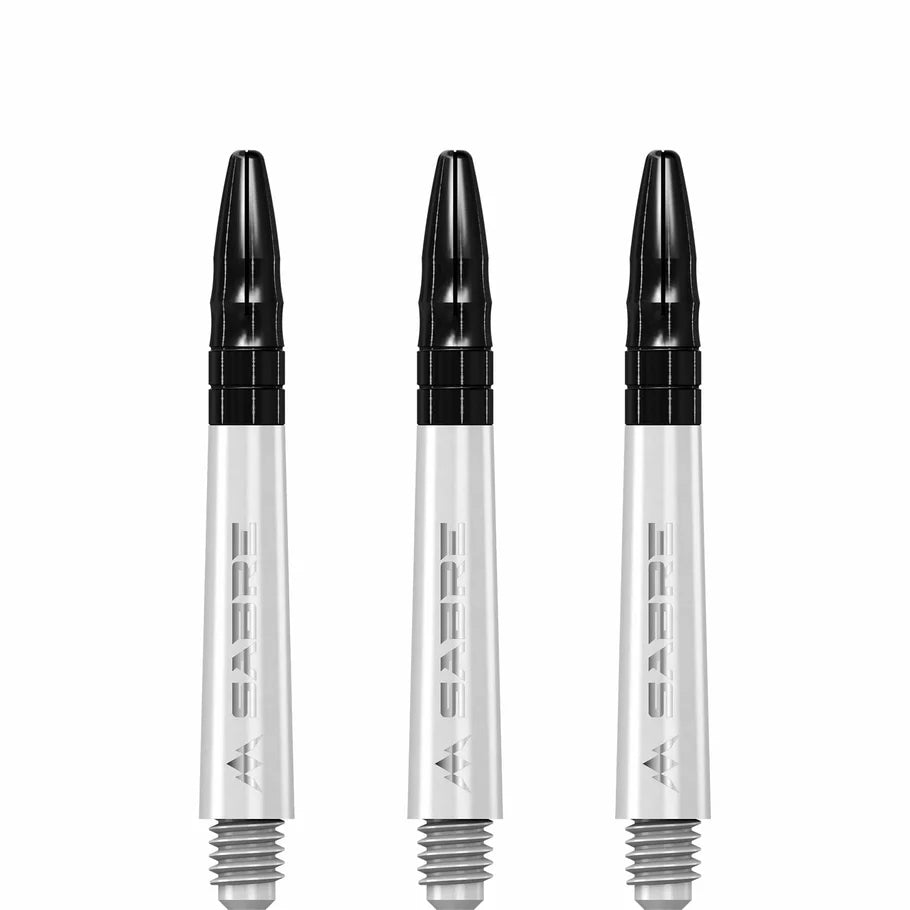 Mission Sabre Shafts - Polycarbonate Dart Stems - White - Black Top - Tweenie