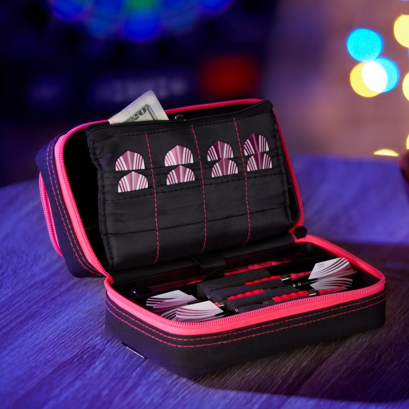 Casemaster Plazma Pro Dart Case Black with Pink Trim and Phone Pocket Dart Case