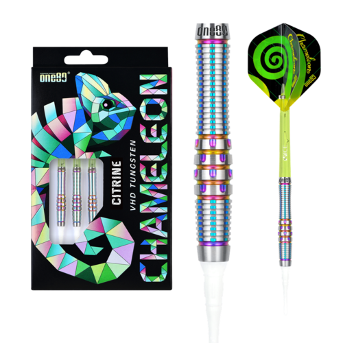 One80 Chameleon Citrine 18 gram 90% Tungsten Soft Tip Dart Set