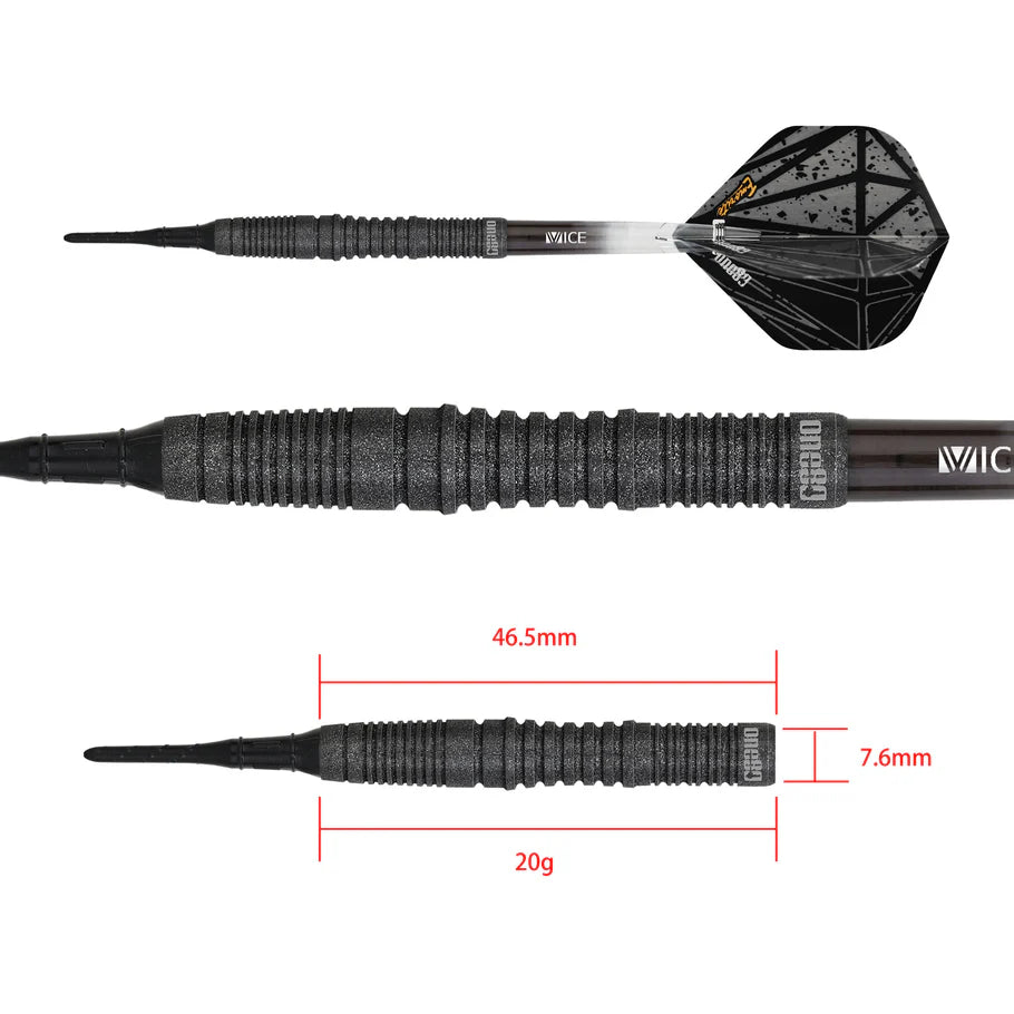 One80 Emorite 03 Black 20 gram 90% Tungsten Soft Tip Dart Set
