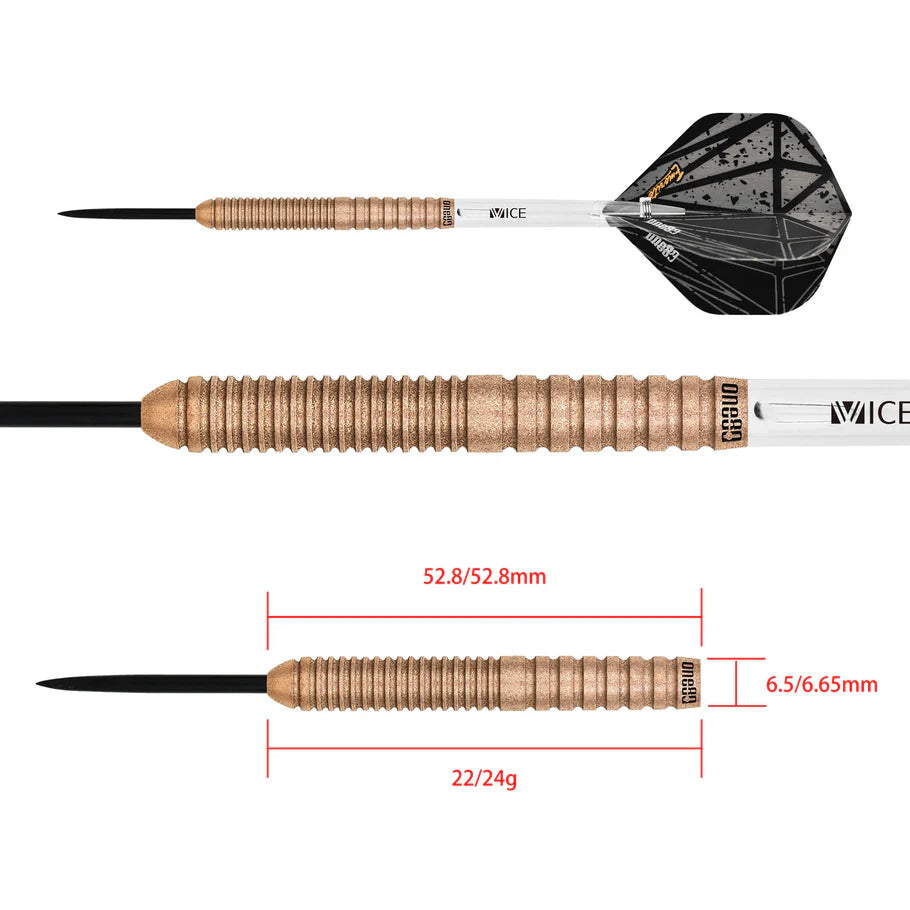 One80 Emorite 02 Rose Gold 22 gram 90% Tungsten Steel Tip Dart Set