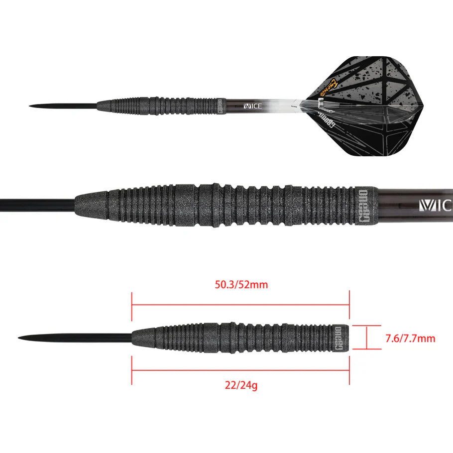 One80 Emorite 03 Black 24 gram 90% Tungsten Steel Tip Dart Set