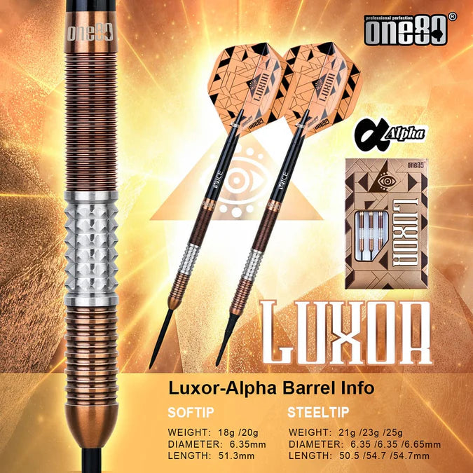 One80 Luxor Alpha 23 gram 90% Tungsten Steel Tip Dart Set