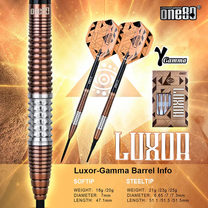 One80 Luxor Gamma 21 gram 90% Tungsten Steel Tip Dart Set
