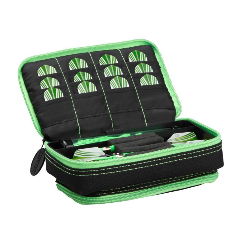 Casemaster Plazma Plus Dart Case Black with Green Trim and Phone Pocket Dart Case