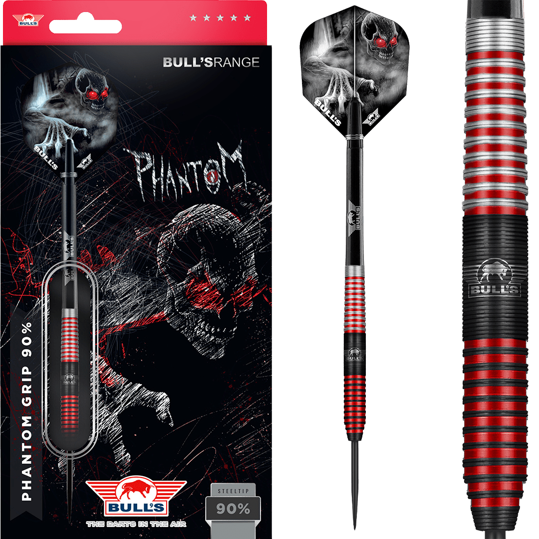 Bull's NL Phantom Grip Red 90% Tungsten 23 gram Steel Tip Dart Set