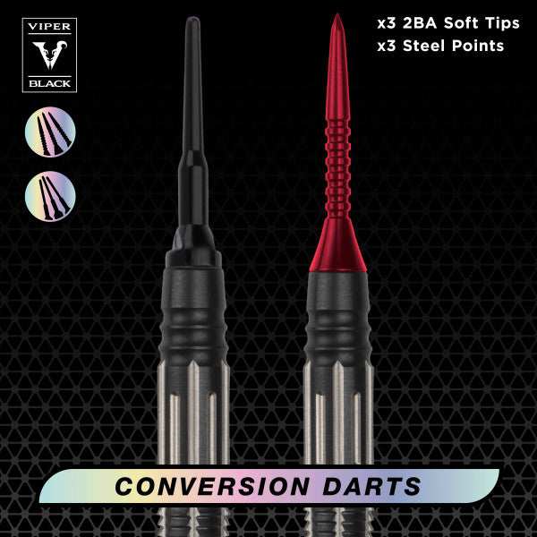 Viper Black Flux 90% Tungsten Steel or Soft Tip Conversion Darts Red 20g