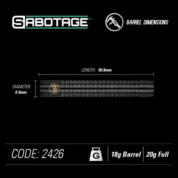 Winmau Sabotage Onyx 20 gram 90% Tungsten alloy SOFT TIP