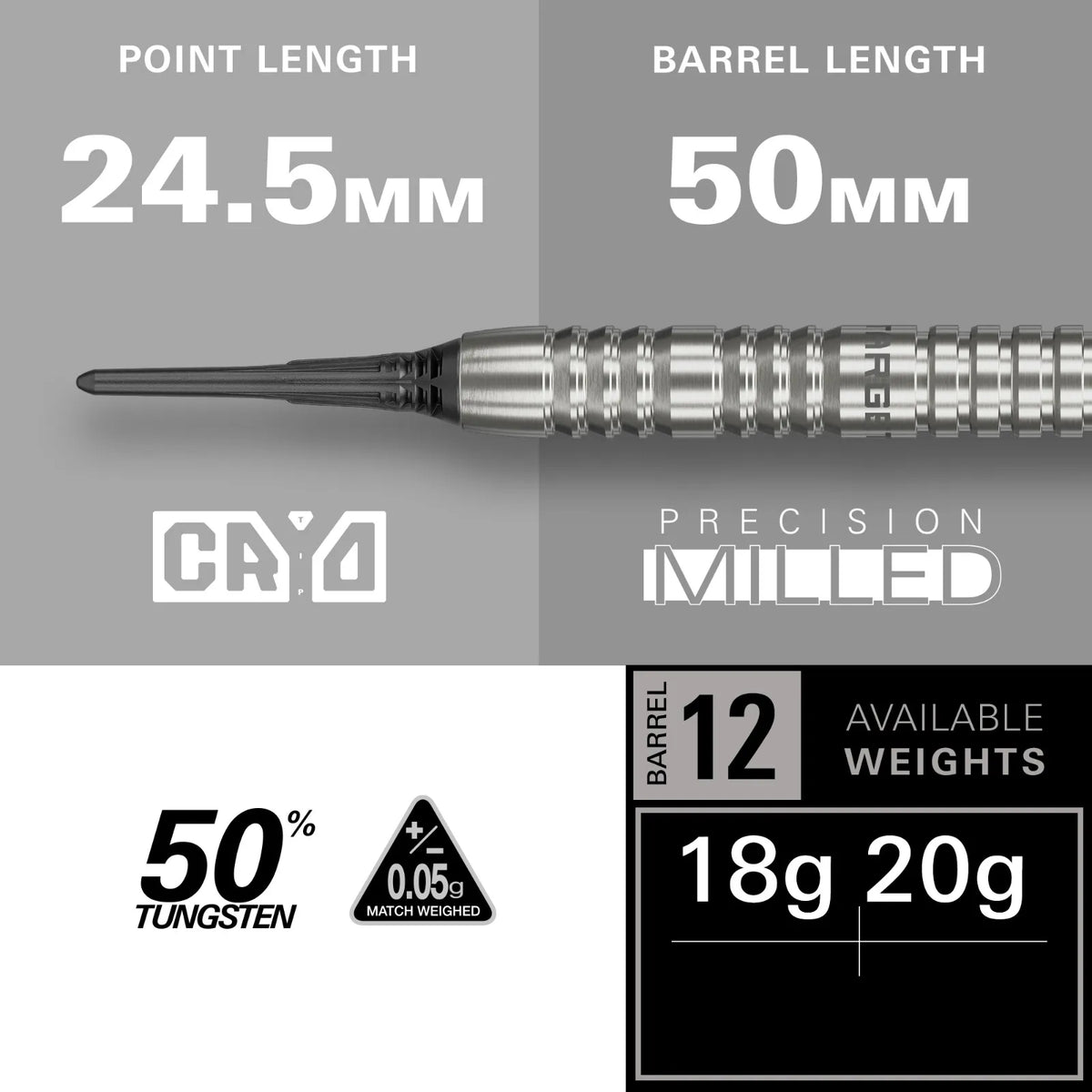 Target Group Ø 12 Soft Tip Darts 90% Tungsten 18g