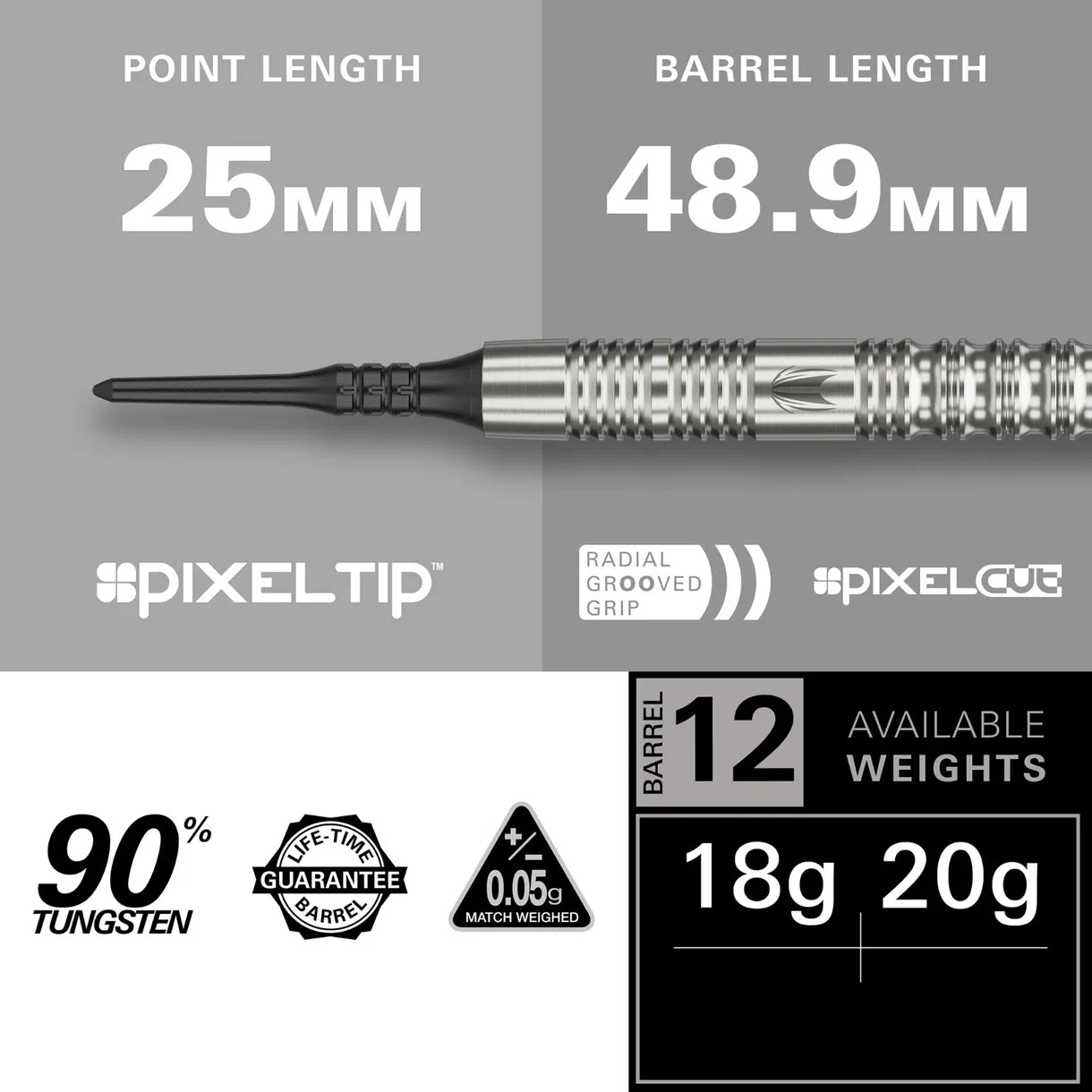 Target Hydro 12 Soft Tip Darts 90% Tungsten 18g