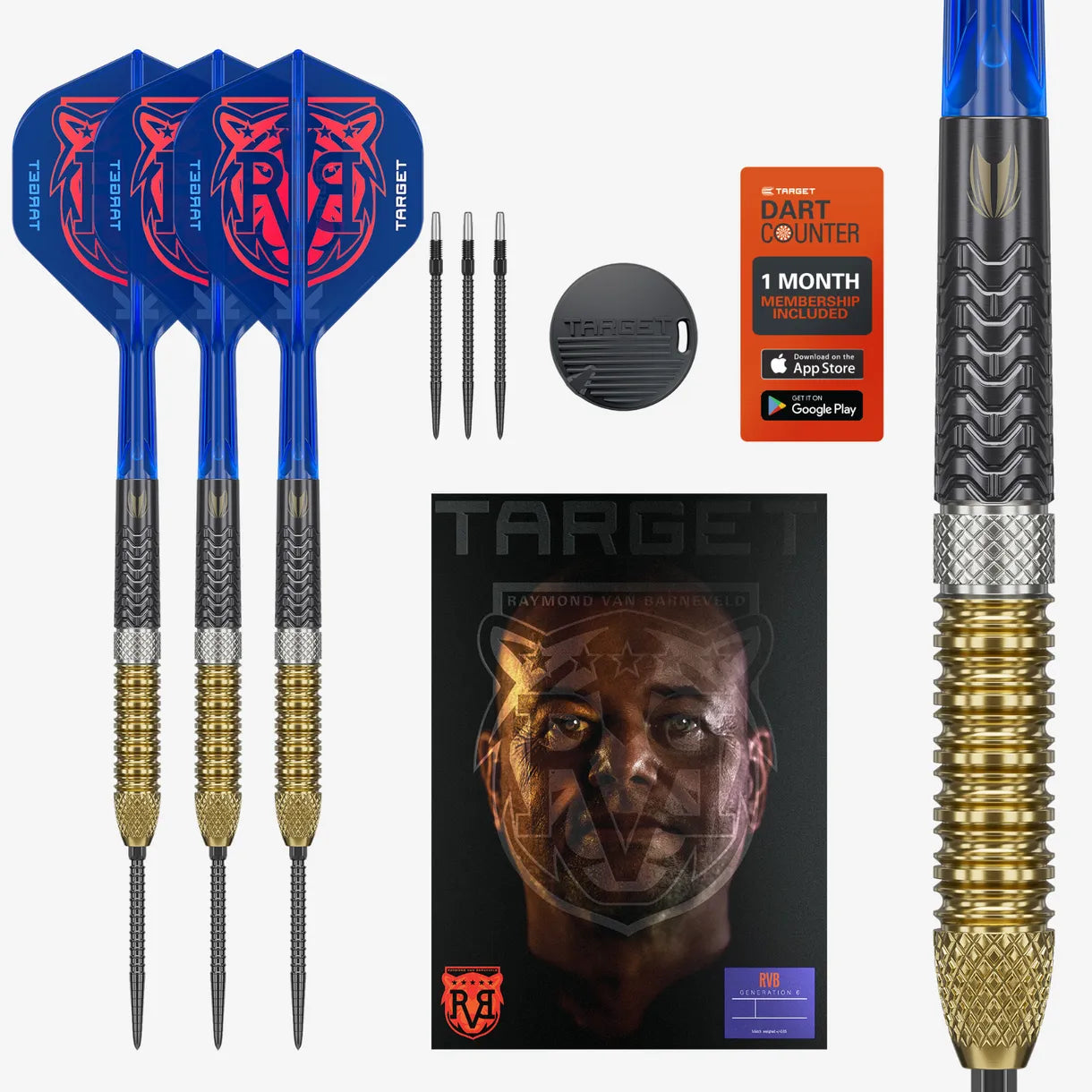 Target Darts Raymond Van Barneveld RVB 25 Year Edition 20G 95% Set di Freccette con Punta Morbida in tungsteno Target Darts Raymond Van Barneveld RVB 25 Year Edition 20G 95% Set di Freccette con Punta Morbida in tungsteno