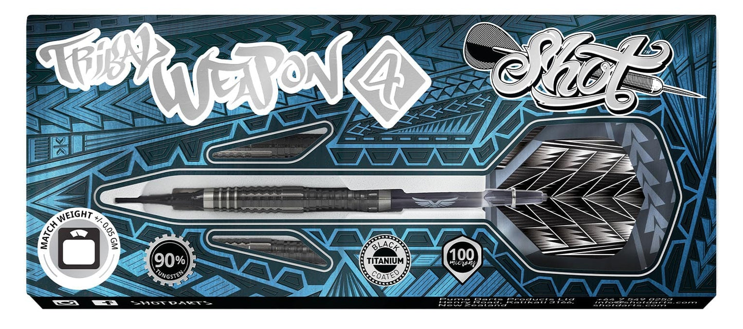 Shot Tribal Weapon 4 Soft Tip Dart Set-90% Tungsten-18gm