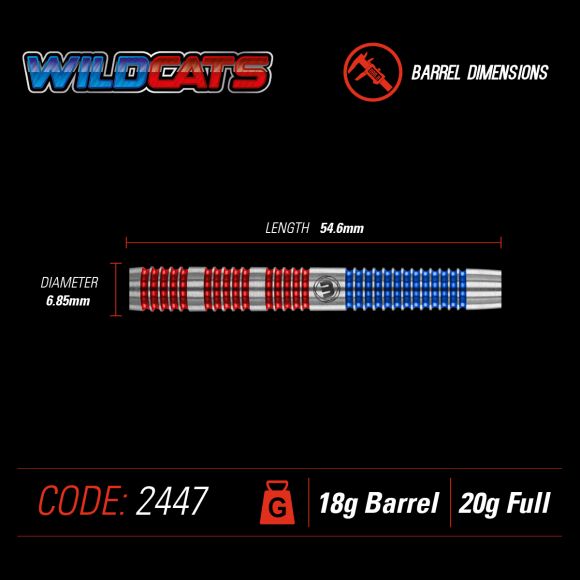 Winmau Wildcats 18 gram barrel/20 gram full 90% Tungsten alloy SOFT TIP