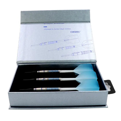 CUESOUL Blue Gem Stone 20 gram 90% Tungsten Soft Tip Dart Set w/ ROST Flights