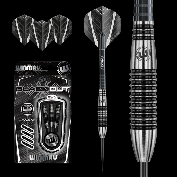 Winmau Blackout Steel Tip Dart Set 24 gram 90% Tungsten alloy