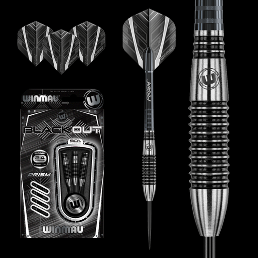 Winmau Blackout Steel Tip Dart Set 24 gram 90% Tungsten alloy