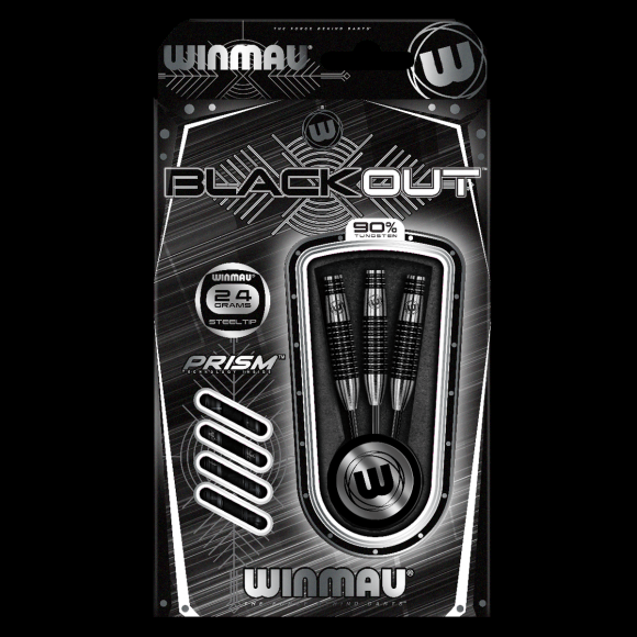 Winmau Blackout Steel Tip Dart Set 24 gram 90% Tungsten alloy