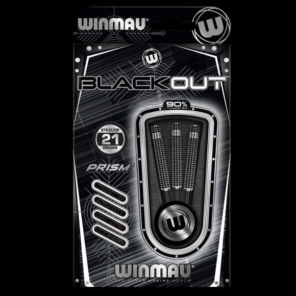 Winmau Blackout Steel Tip Dart Set 21 gram 90% Tungsten alloy