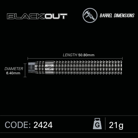 Winmau Blackout Steel Tip Dart Set 21 gram 90% Tungsten alloy