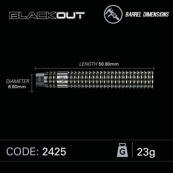 Winmau Blackout Steel Tip Dart Set 23 gram 90% Tungsten alloy