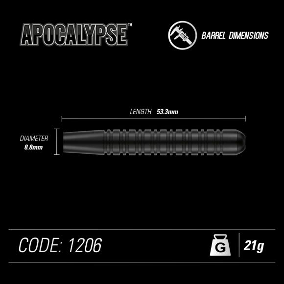 Winmau Apocalypse Steel Tip Dart Set 21 gram Brass
