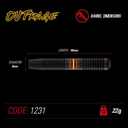 Winmau Outrage 22 gram Brass Steel Tip Darts