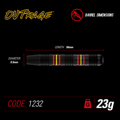 Winmau Outrage 23 gram Brass Steel Tip Darts