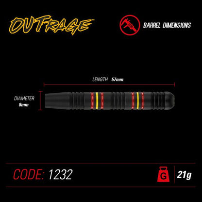 Winmau Outrage 21 gram Brass Steel Tip Darts