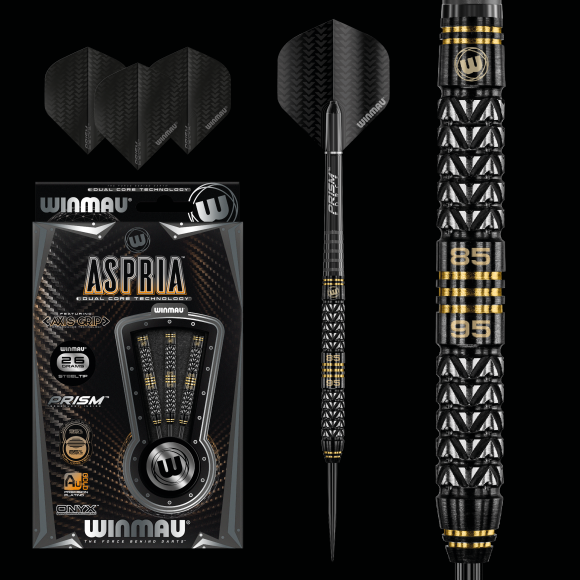 Winmau Aspria Steel Tip Dart Set  26 gram 95%/85% Tungsten alloy Dual Core technology