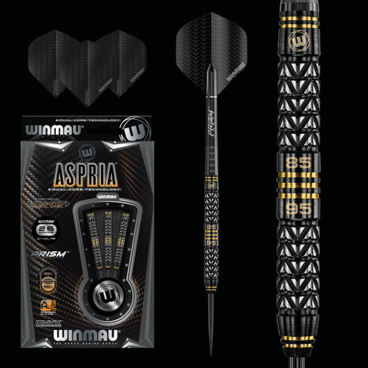 Winmau Aspria Steel Tip Dart Set  26 gram 95%/85% Tungsten alloy Dual Core technology