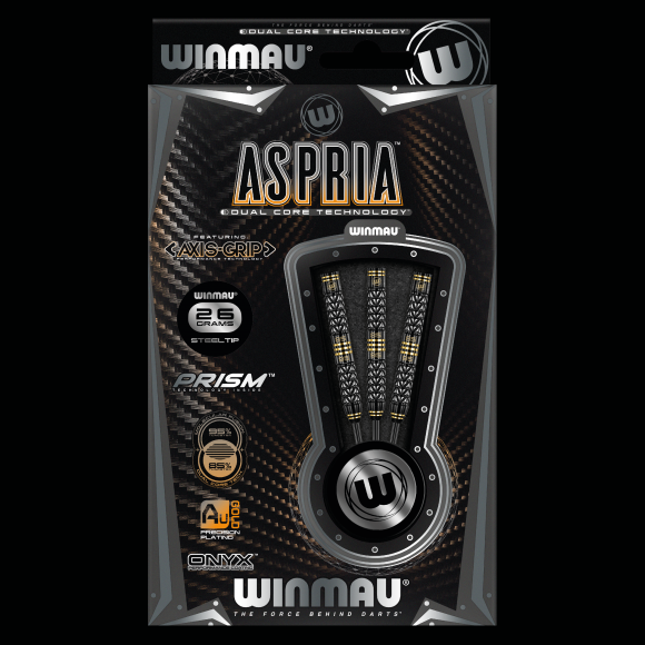Winmau Aspria Steel Tip Dart Set  26 gram 95%/85% Tungsten alloy Dual Core technology