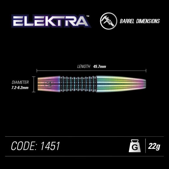 Winmau Elektra Steel Tip Dart Set 22 gram 90% Tungsten alloy