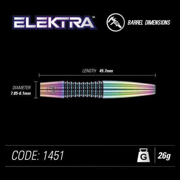 Winmau Elektra Steel Tip Dart Set 26 gram 90% Tungsten alloy
