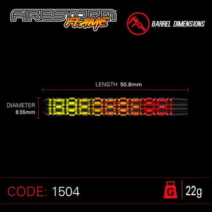 Winmau Firestorm Flame Steel Tip Dart Set 22 gram 90% Tungsten alloy