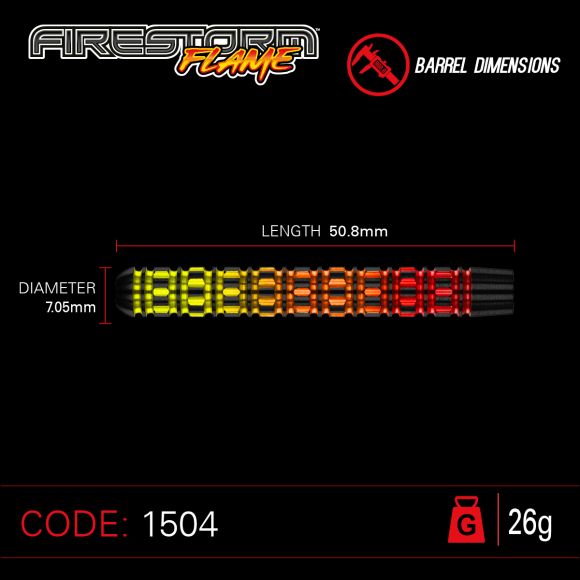 Winmau Firestorm Flame Steel Tip Dart Set 26 gram 90% Tungsten alloy