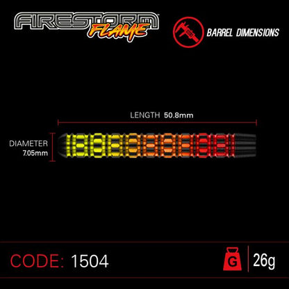 Winmau Firestorm Flame Steel Tip Dart Set 26 gram 90% Tungsten alloy