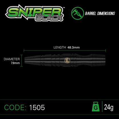 Winmau Sniper Black Steel Tip Dart Set 24 gram 90% Tungsten alloy