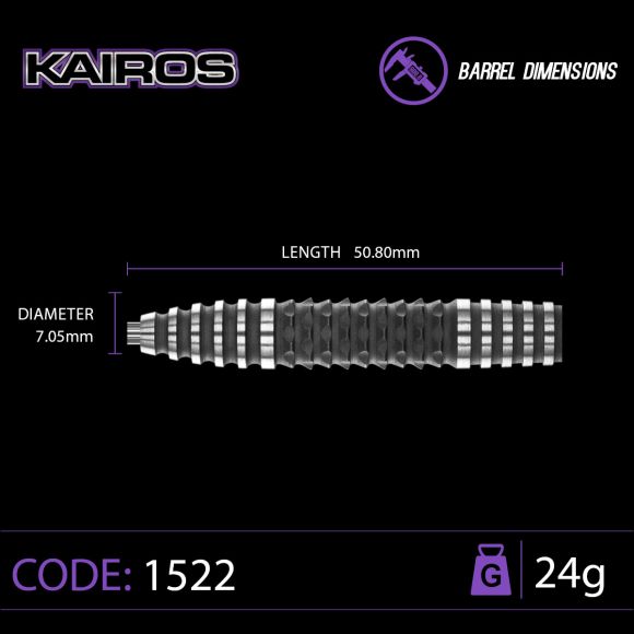 Winmau Kairos 2 Steel Tip Dart Set 24 gram 90% Tungsten Alloy