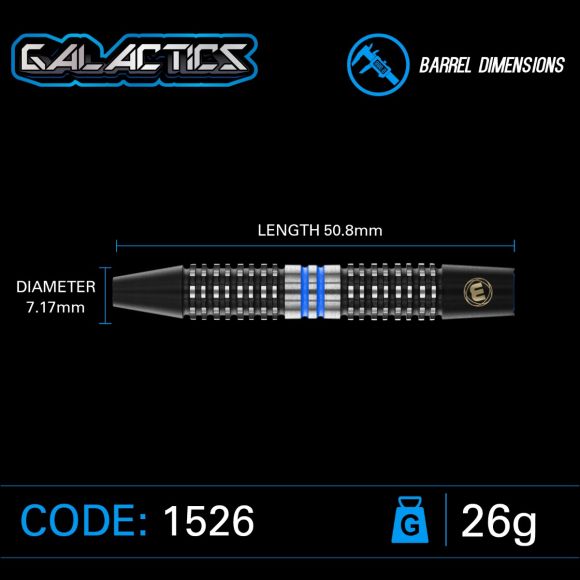 Winmau Galactics Steel Tip Dart Set 26 gram 90% Tungsten Alloy