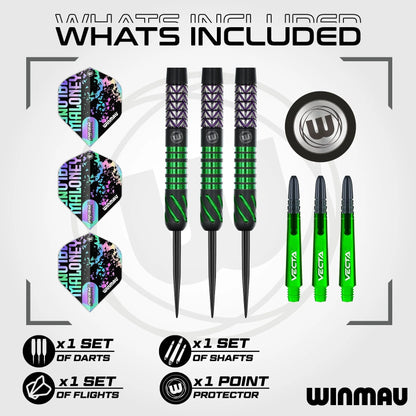 Winmau Mike Maloney Steel Tip Darts 24g 90% Tungsten Alloy