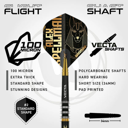 Winmau Alex Spellman Steel Tip Darts 22g 90% Tungsten Alloy