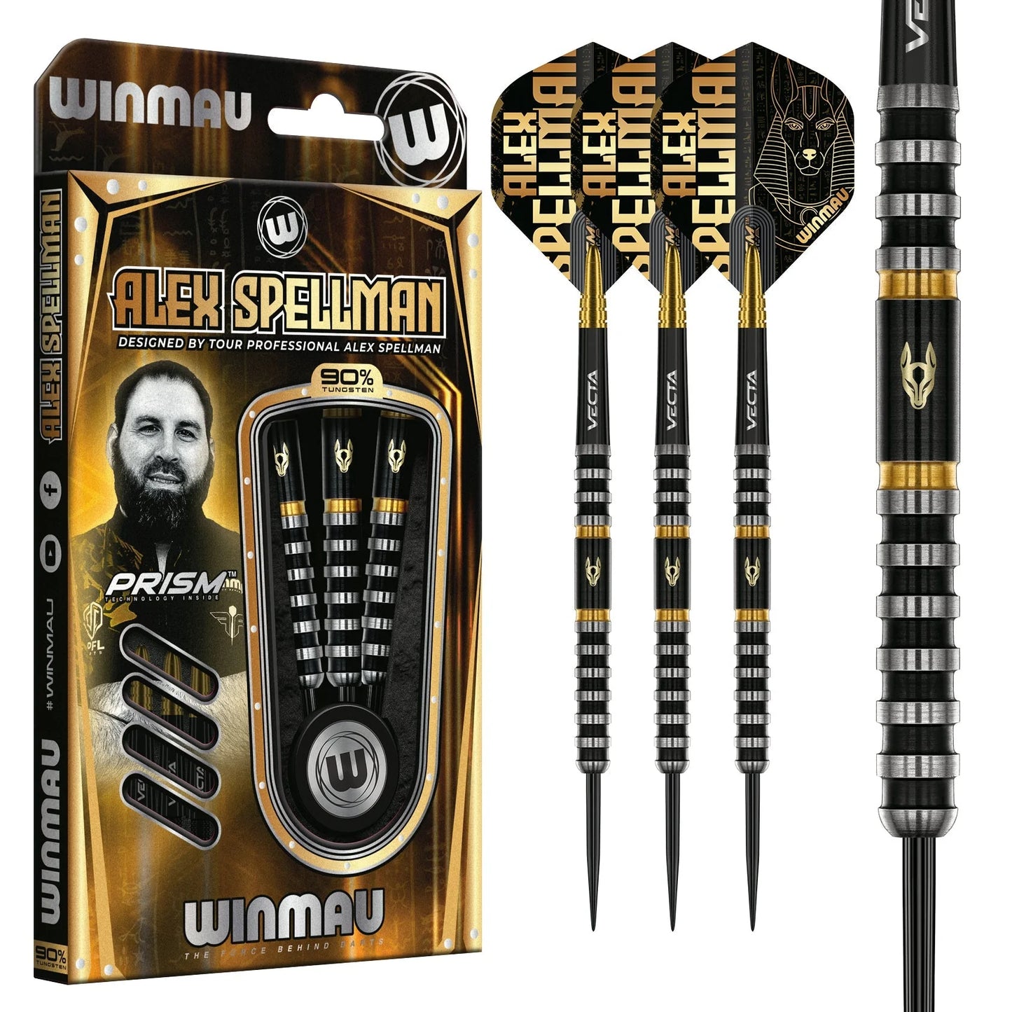 Winmau Alex Spellman Steel Tip Darts 24g 90% Tungsten Alloy