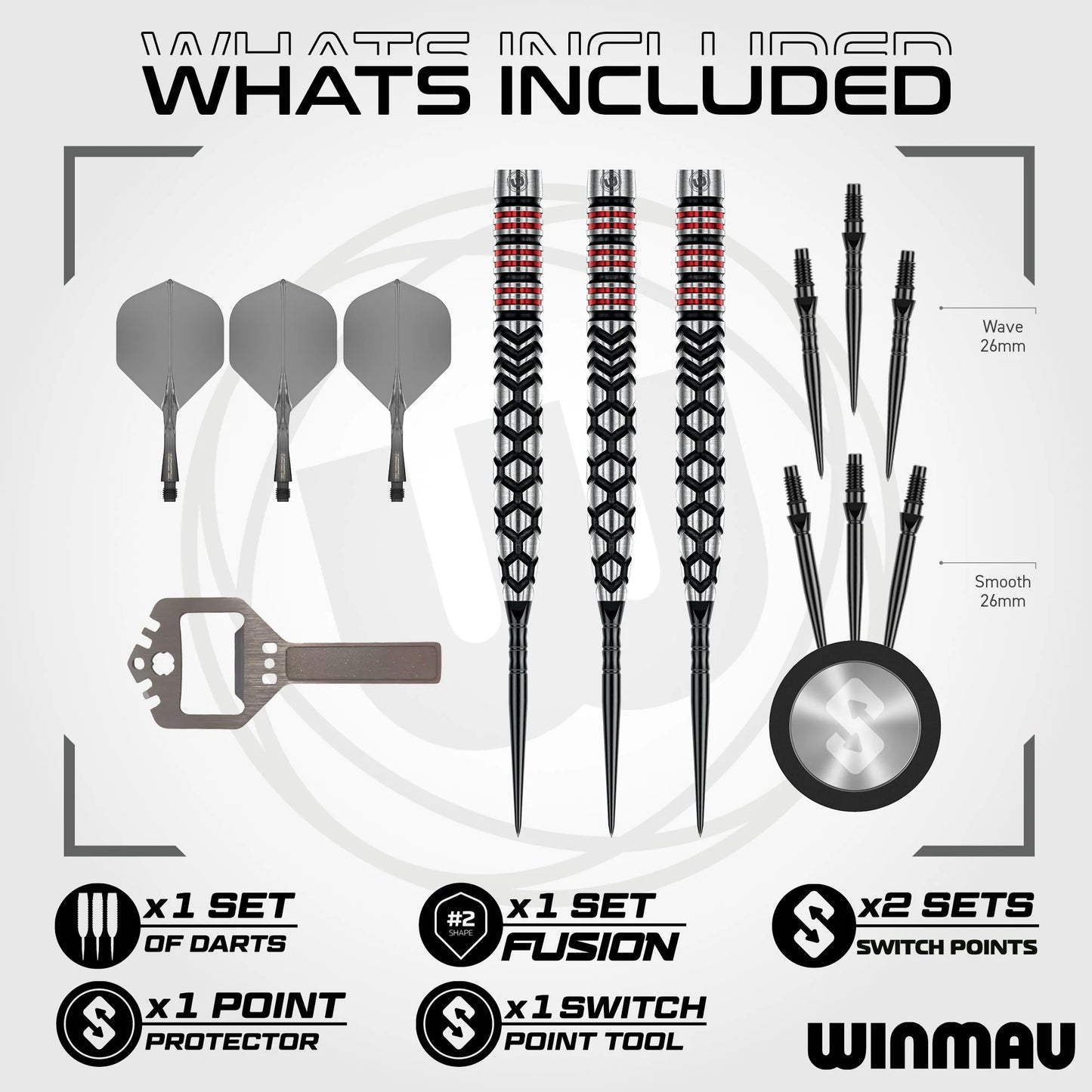 Winmau Frontier Collection - Fornax Switch Point Steel Tip Darts - Tapered 23g 90% Tungsten Alloy
